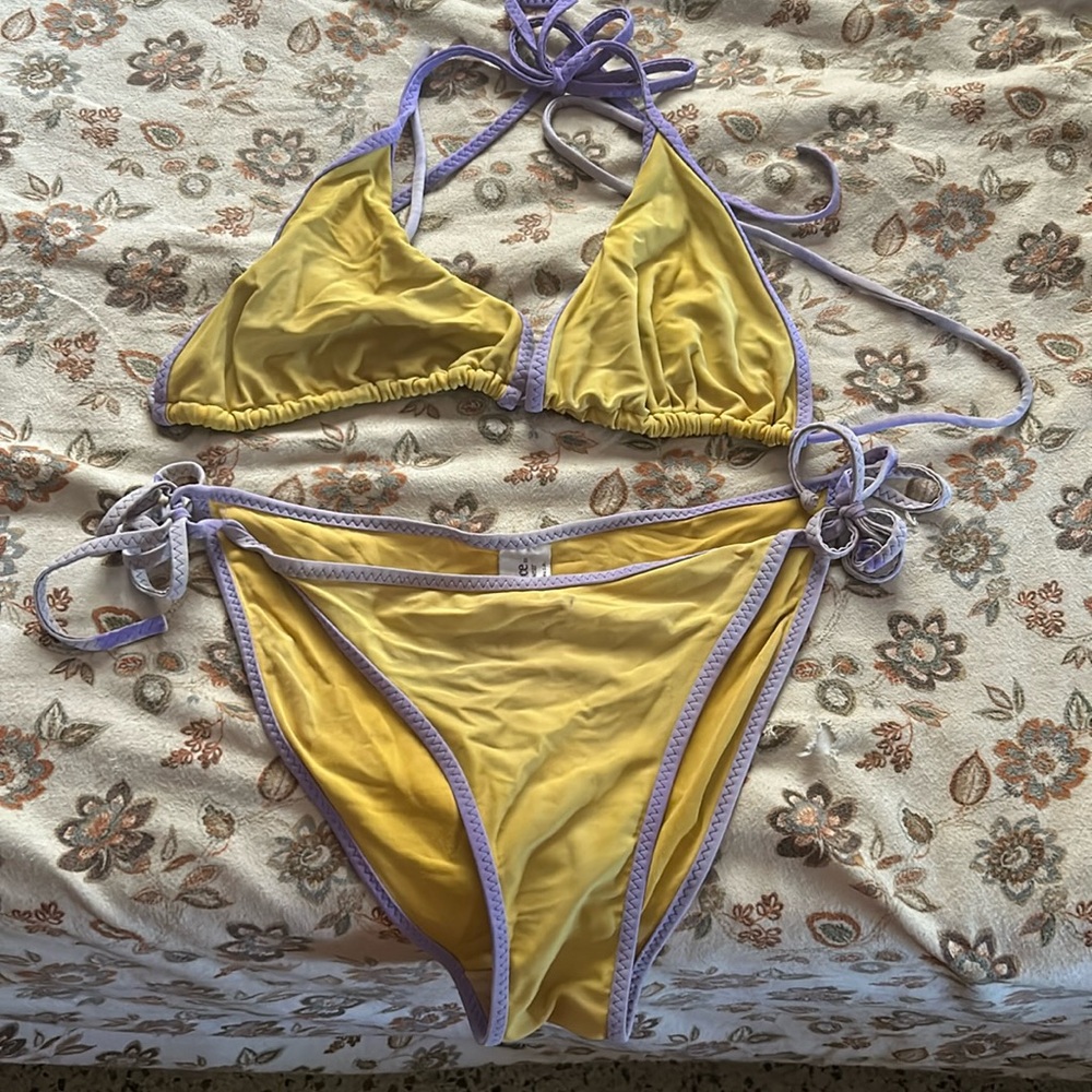 Purple and yellow vintage bikini